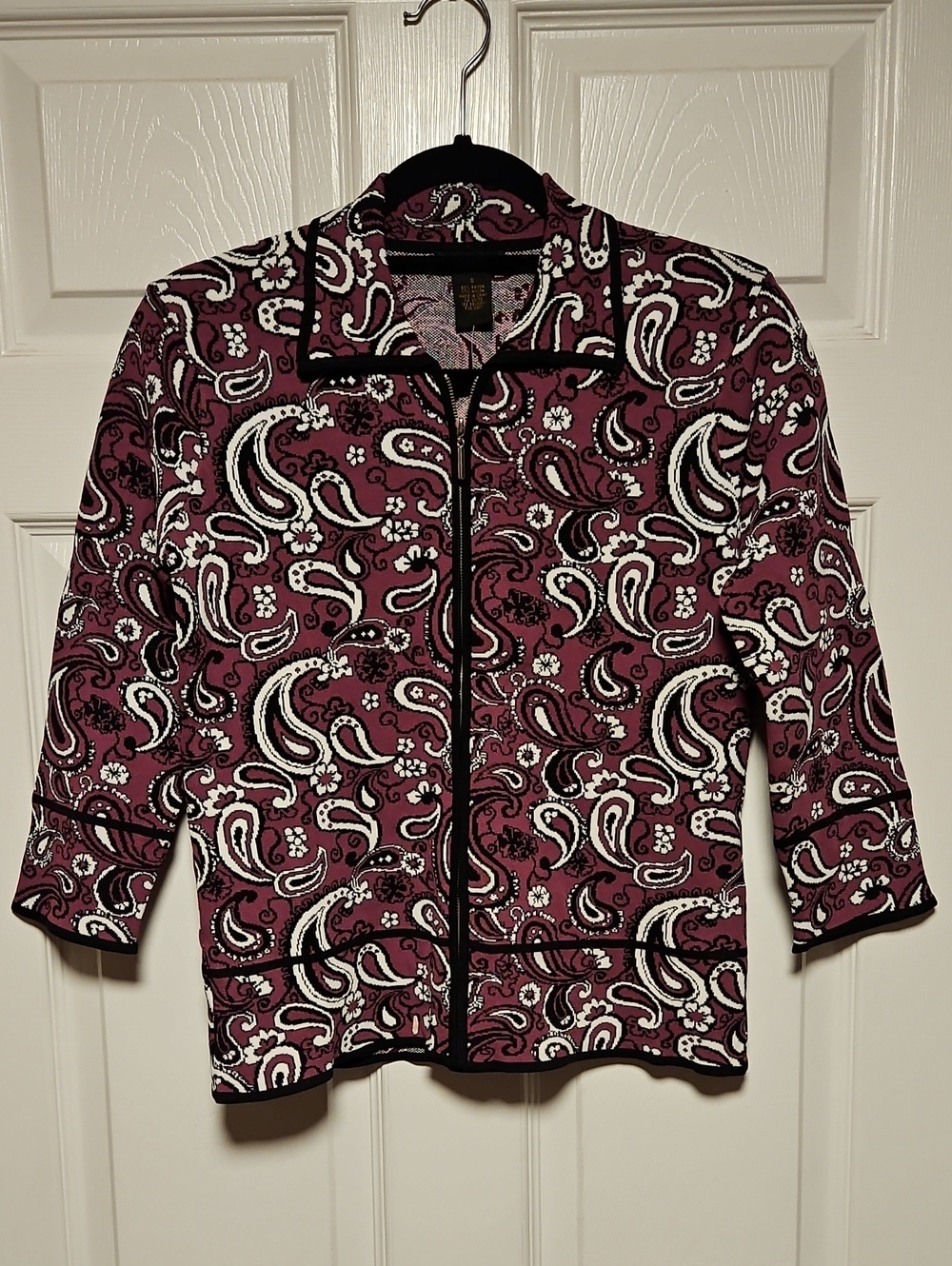 Grace Dane Lewis Paisley Zip-Front Sweater